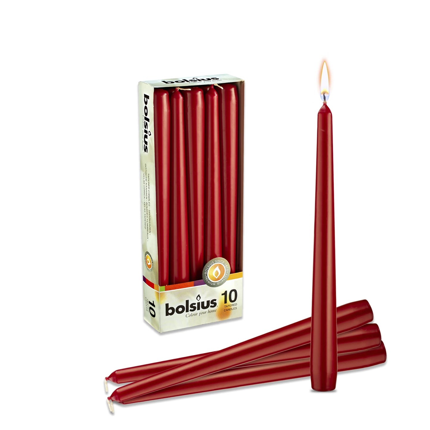 Bolsius WINE RED Taper Party Wedding Candles 10 Pack Aprox 10 inch (245x24 mm)