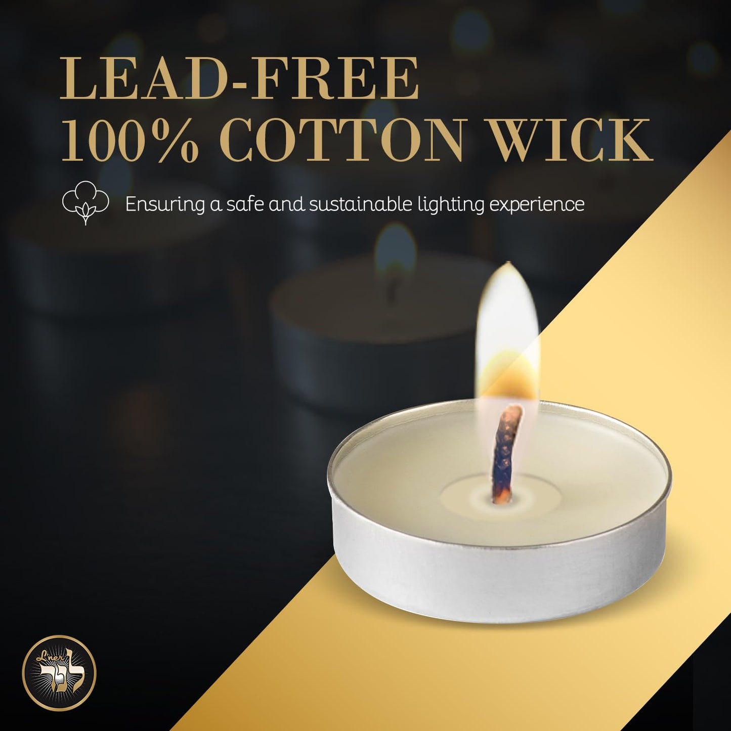 L’ner 1.5 Hour MINI Tealight Unscented Candles, 100 Pack – Smokeless & Dripless Tea Lights, Plant-Based Wax, Lead-Free Cotton Wick – Premium Quality Tea Light for Shabbat, Memorial, Home, Weddings