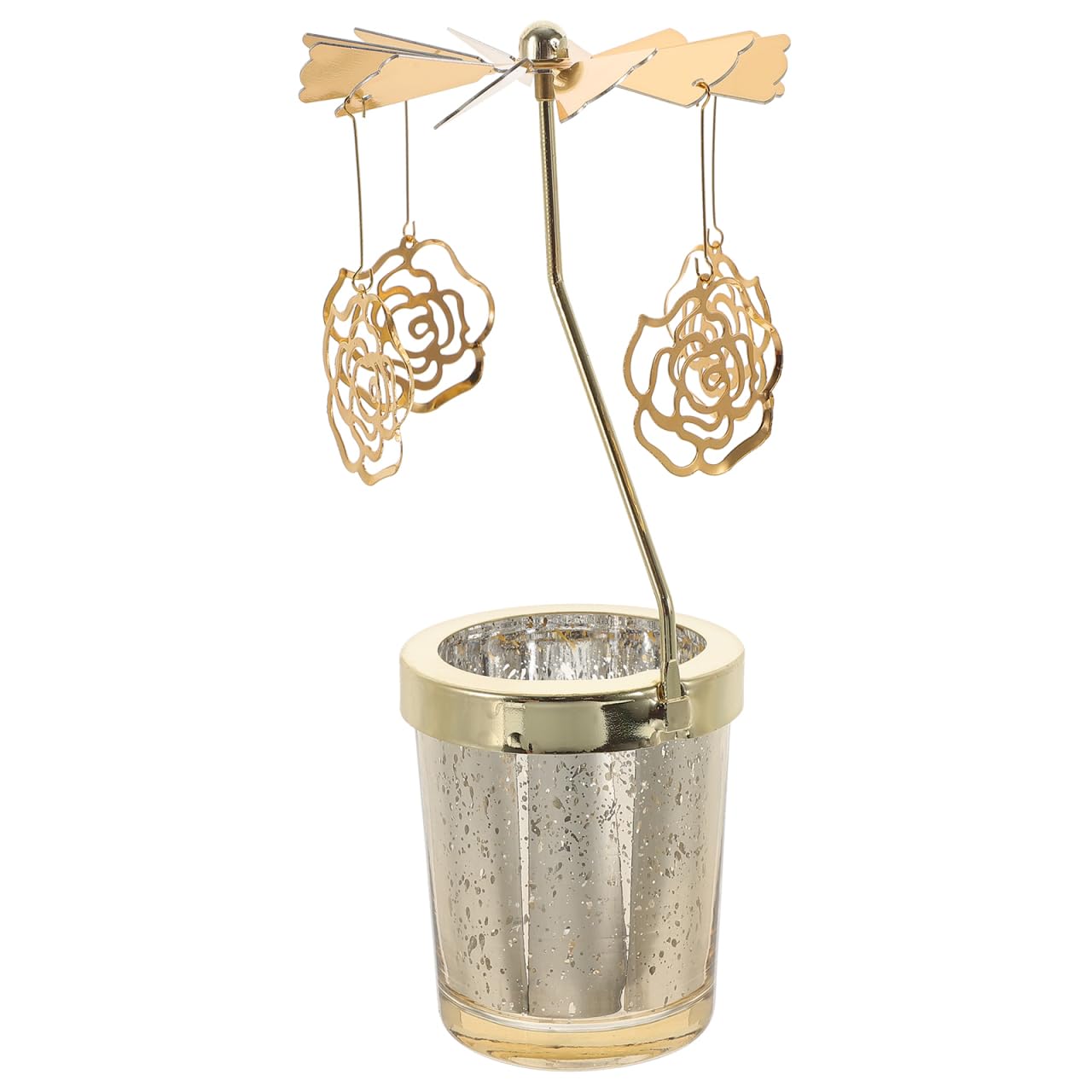 HOMSFOU Rotating Metal Candle Holder for Parties Creative Design Scented Candle Stand for Weddings and Festivals Decor Lively Atmosphere