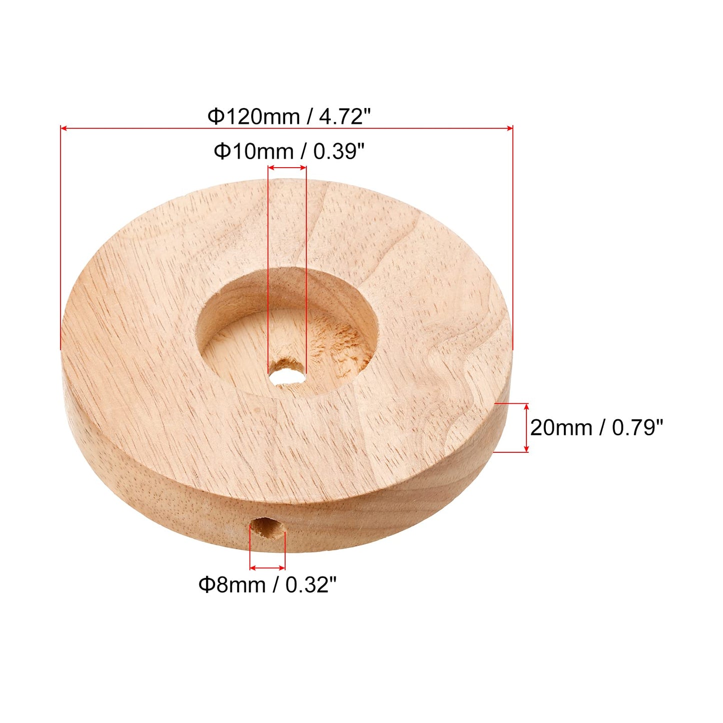 PATIKIL 120mm Wooden Lamp Base, 1 Pack Circular Solid Wooden Base Wood Desk Lamp Stand Replacement for Table Lamps DIY