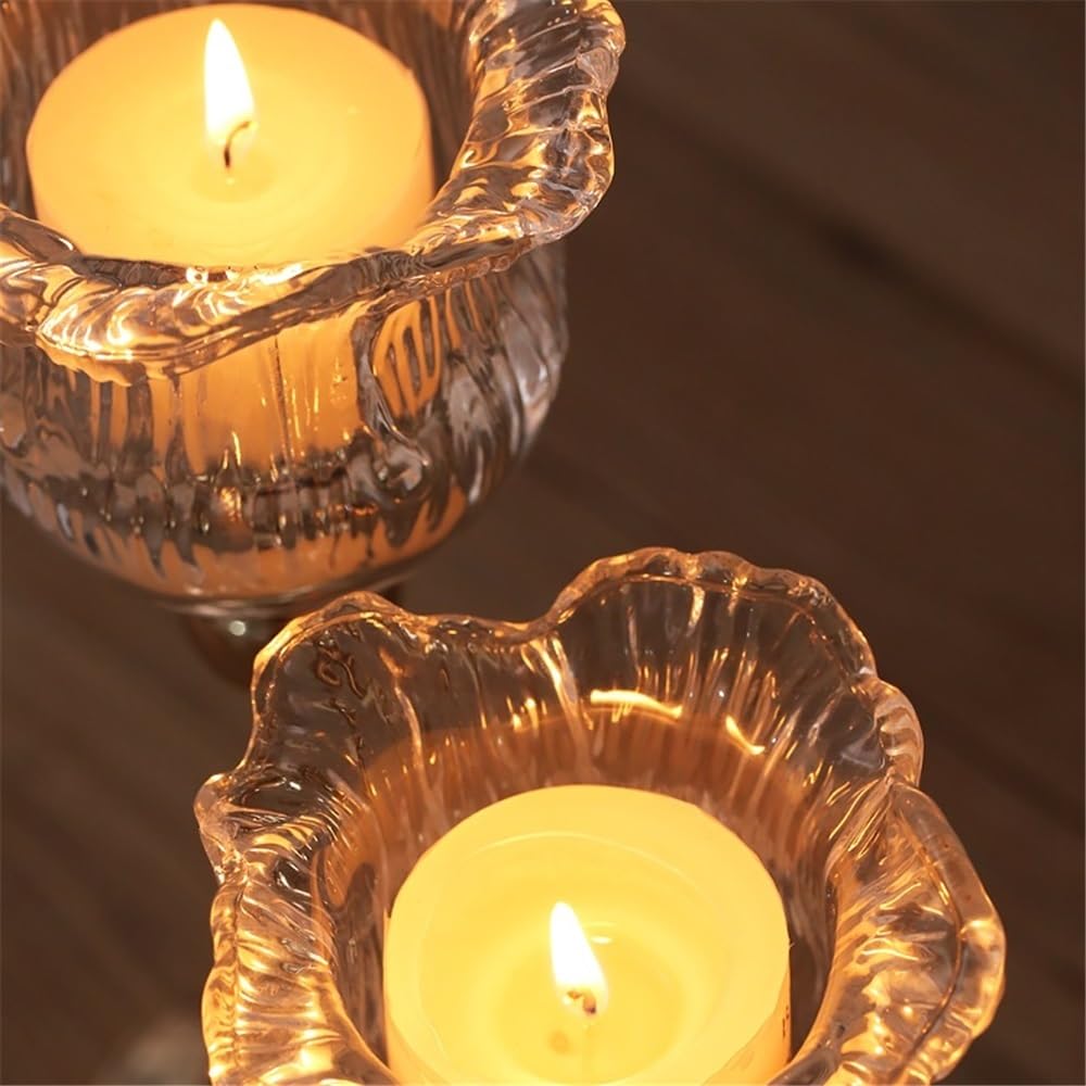 cfycfy987 Candelabra European Crystal Glass Tall Candle Holder Candlelight Dinner Table Decoration Home Furnishings Candle Sticks Holder(Large)