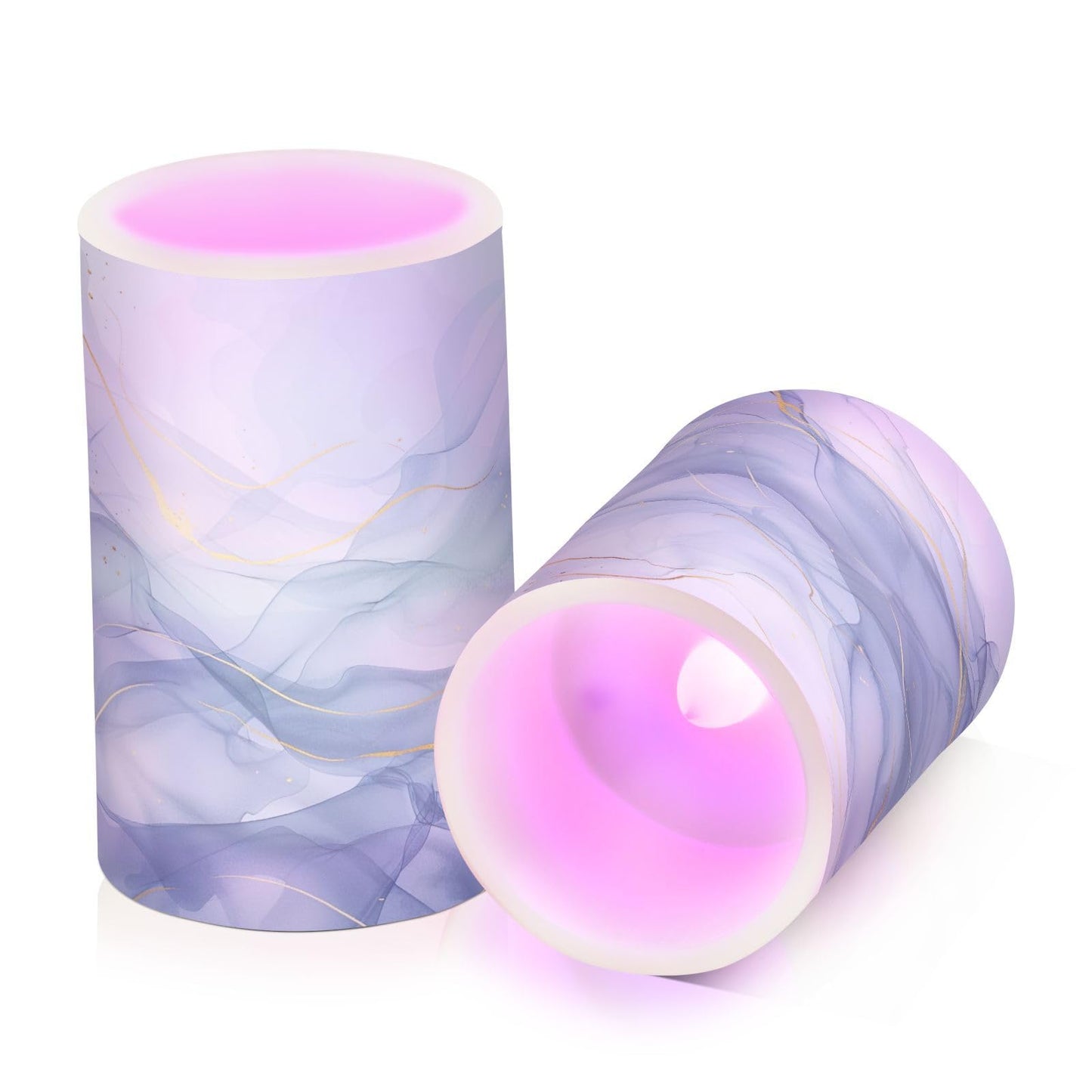YETTASBIN Marble Flameless Candles with Remote Control and Timer, Adjustable Brightness Long Lasting Battery Operated LED Pillar Candles for Indoor Outdoor Party Home Decor, 2 Pack