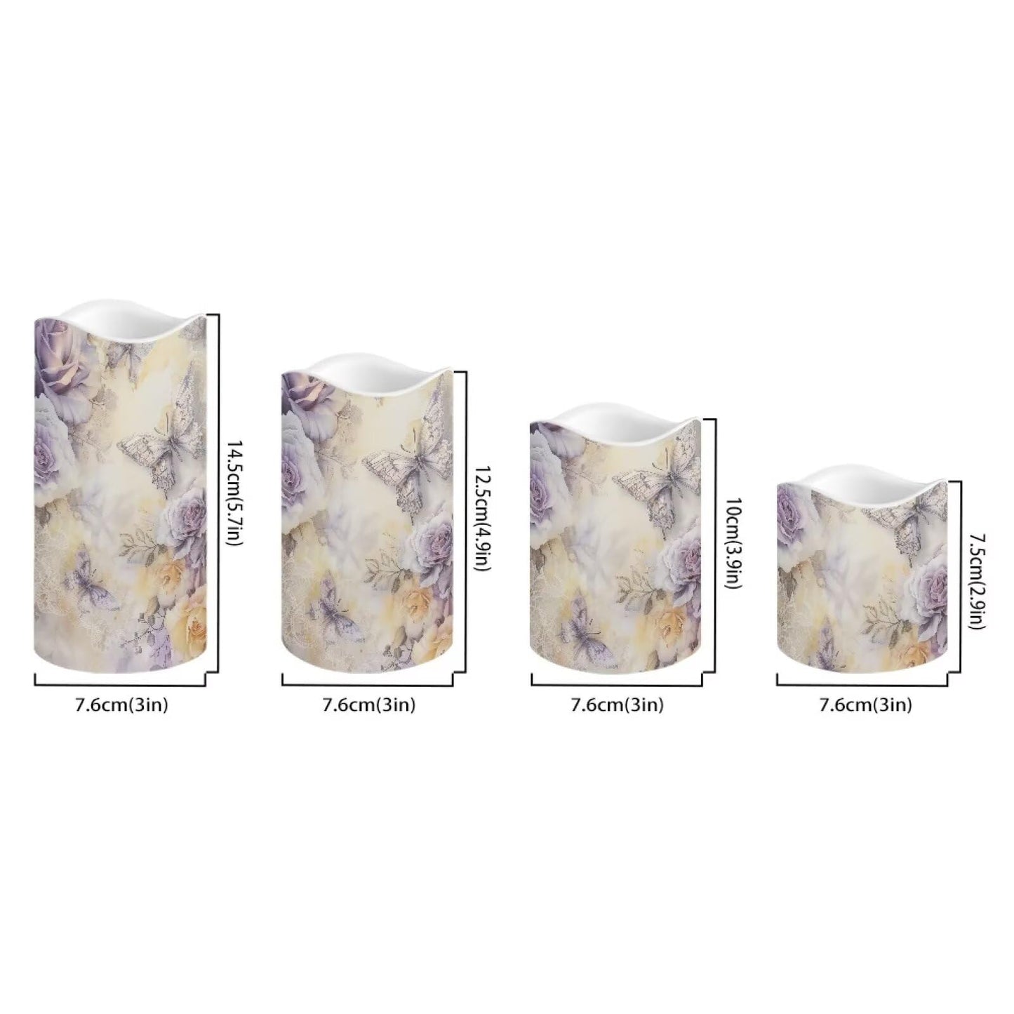 Cozeyat White Floral Flameless Candles 4 Pack Battery Operated LED Pillar Candles with Remote Control Timer Color Changing for Home Wedding Beach