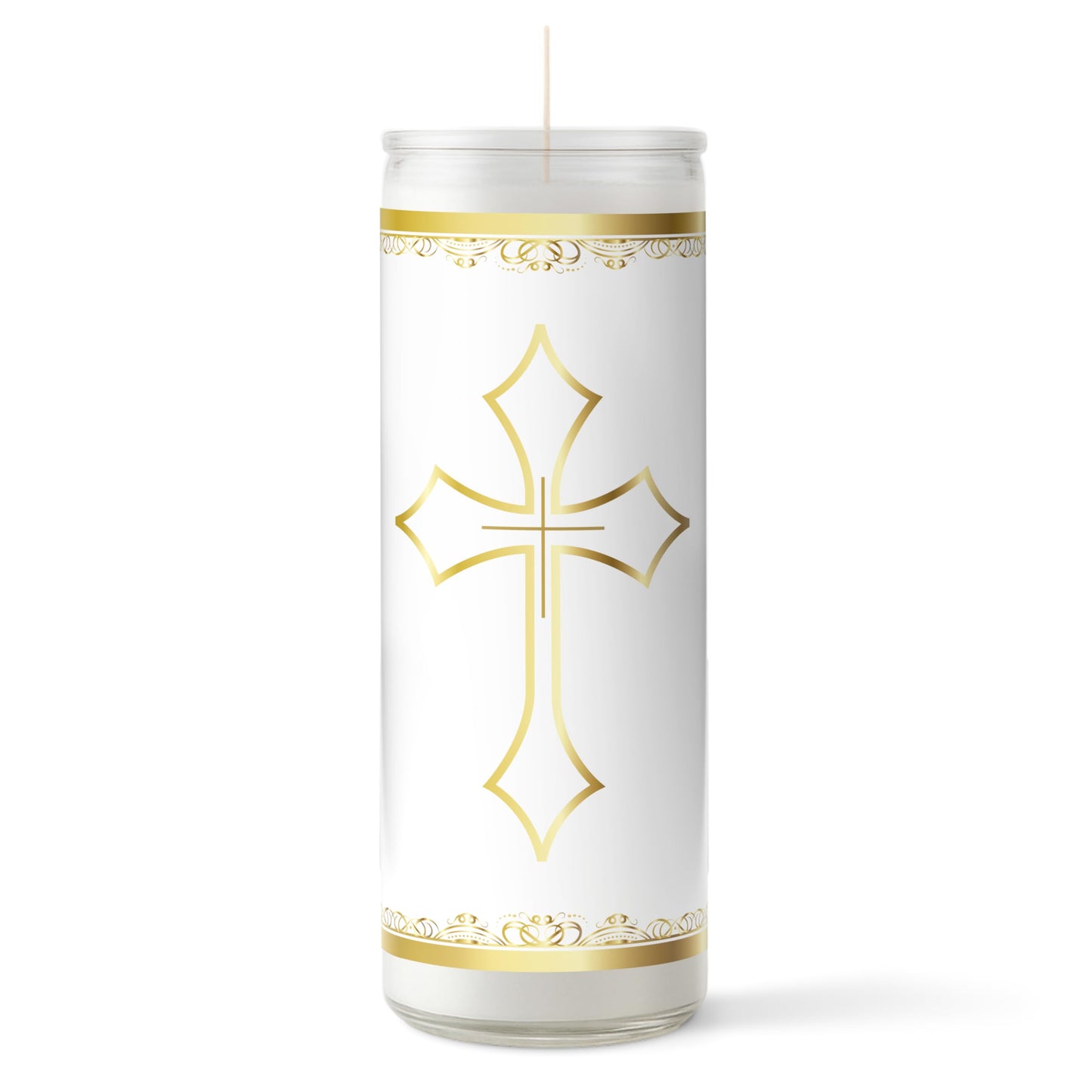 Alumenza 3 Pack Santa Cruz Candle in Glass Jar 90 Hours– Paraffin Wax, Clean Burning Unscented | Large & Tall Devotional Prayer Pillar Candles for Home, Memorial, Rituals