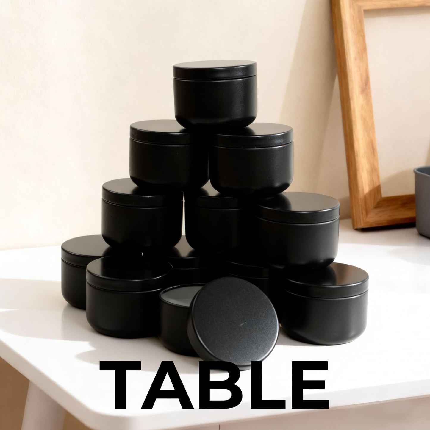 12Pack 3 oz Candle Tins with Lids,Round Metal Candle Jars for Candle Making,Bulk Empty Tins Containers for DIY Crafts Christmas Gifts Small Business Supplies–Airtight Storage Jars (Black)