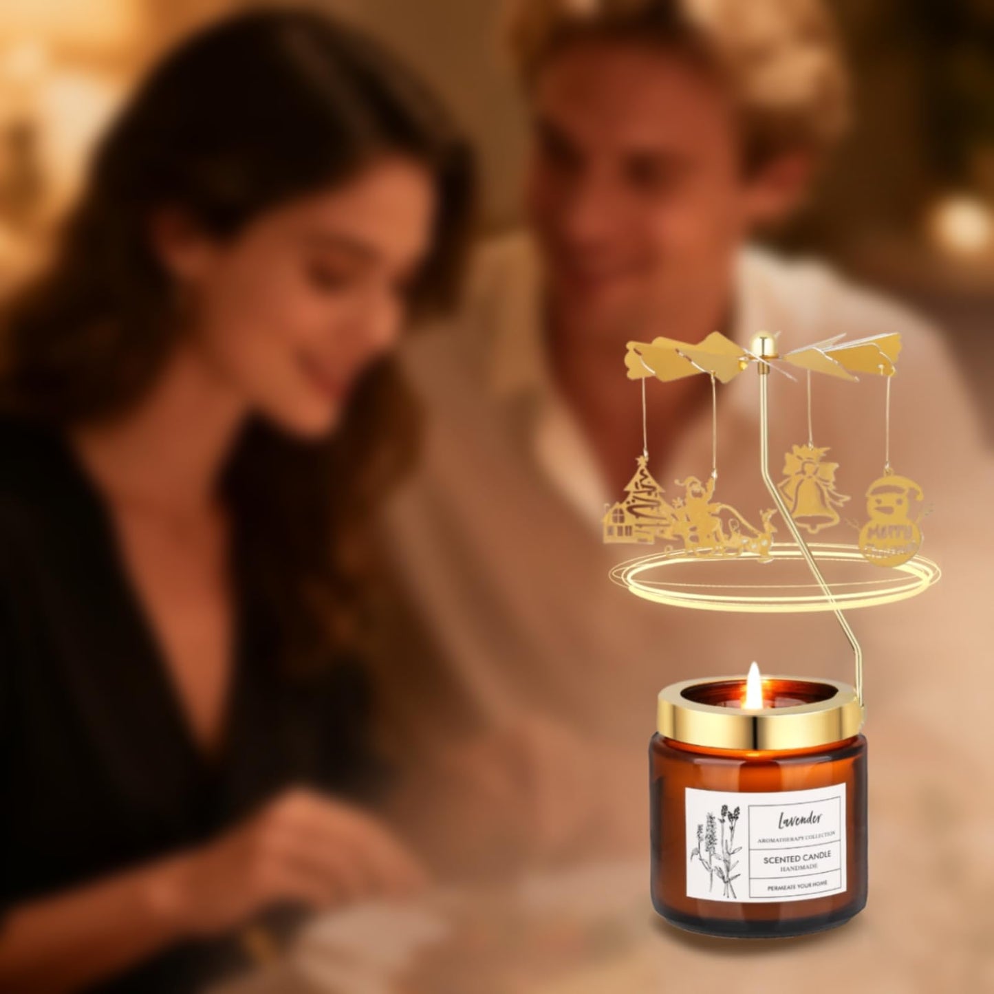 Christmas Candle Gifts for Women, Rotatable Lavender Scented Candle Gifts for Mom Wife Anniversary Valentine's Day Christmas, Unique Birthday Gift for Sister Girlfriend with Gift Box