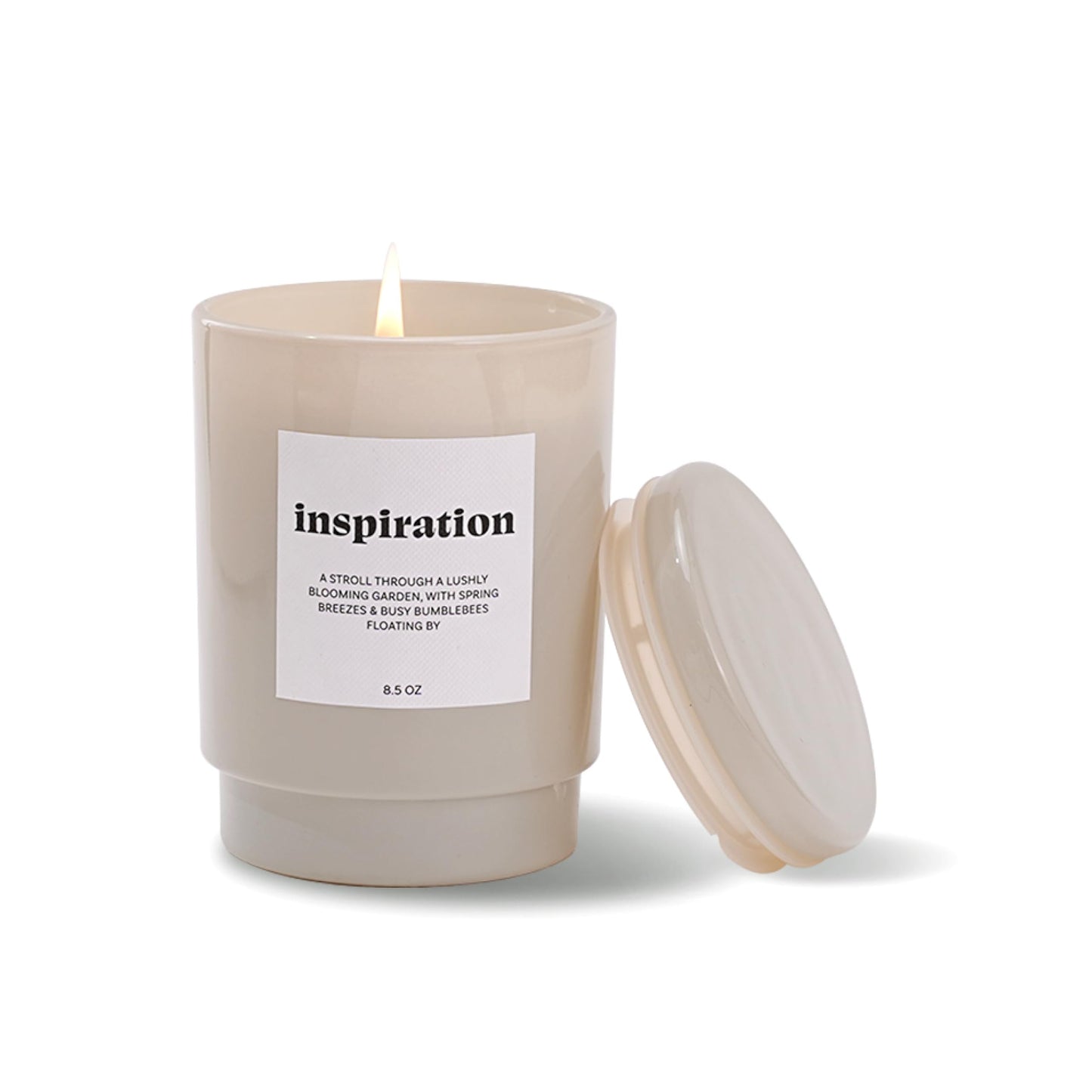 AromaLight 8.5oz with Lid Glass Jar Candle in Ivory – Fresh Morning Scent, Inspiration Collection, Travel & Desk Size