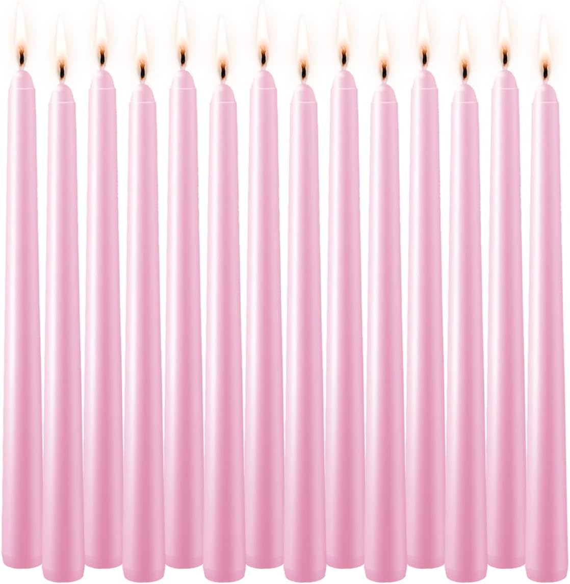 WPONSZU Set of 14 Pink Taper Candles, 7-8 Hours Burn Time, Unscented, Smokeless and Dripless, 4/5 x 10 Inch Dinner Candle Set for Valentine's Day,Household, Wedding, Party and Home Décor Candlesticks