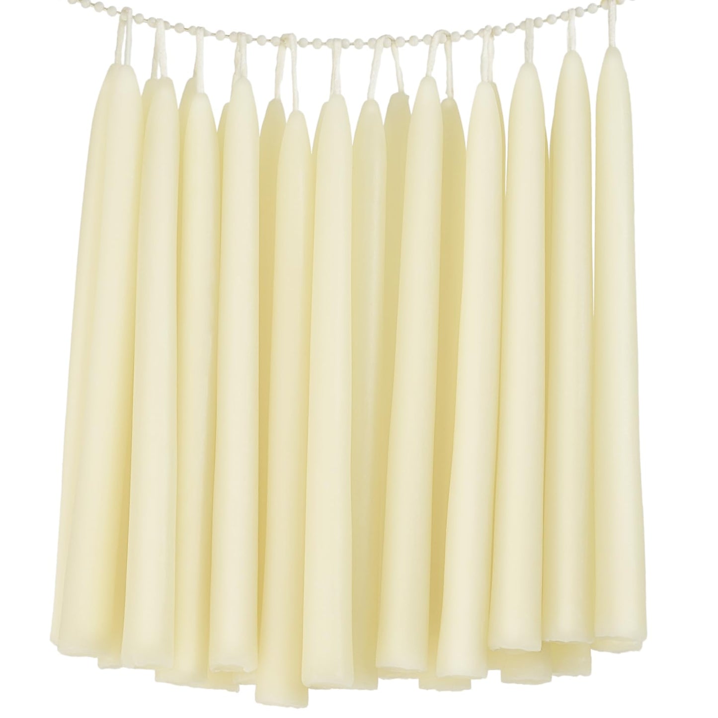 24 Pack Natural Beeswax Taper Candles in Bulk 10 inch Tall - Dripless Candle 100% Pure Unscented Beeswax, 8 Hours Long Burning Time - Off White