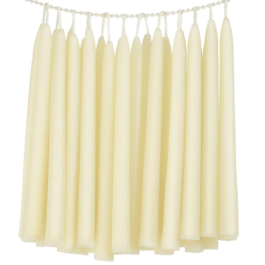 24 Pack Natural Beeswax Taper Candles in Bulk 10 inch Tall - Dripless Candle 100% Pure Unscented Beeswax, 8 Hours Long Burning Time - Off White