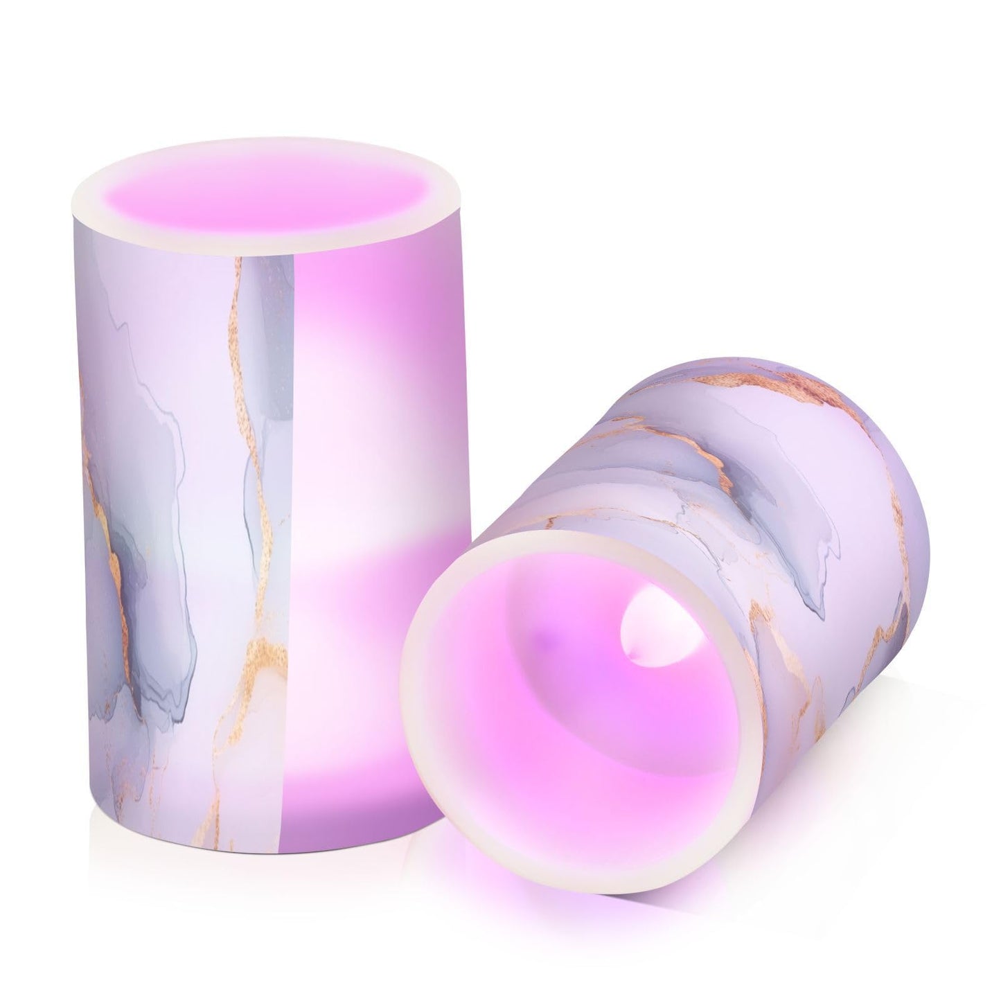 Zathe Flameless Flickering Candles Batteries Flameless Candles Set for Home Decor Marble White White
