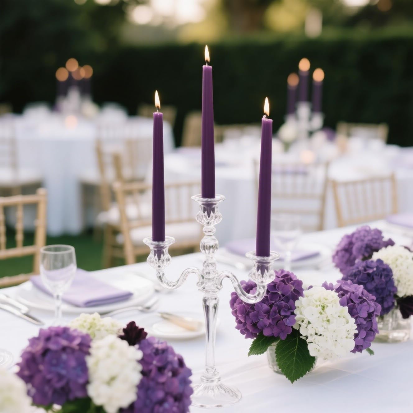 12-Pack Royal Purple Taper Candles, 10 Inch Unscented Dripless Candlesticks, Long-Lasting Burn Time of 7-8 Hours, Perfect for Home Décor, Weddings, and Events