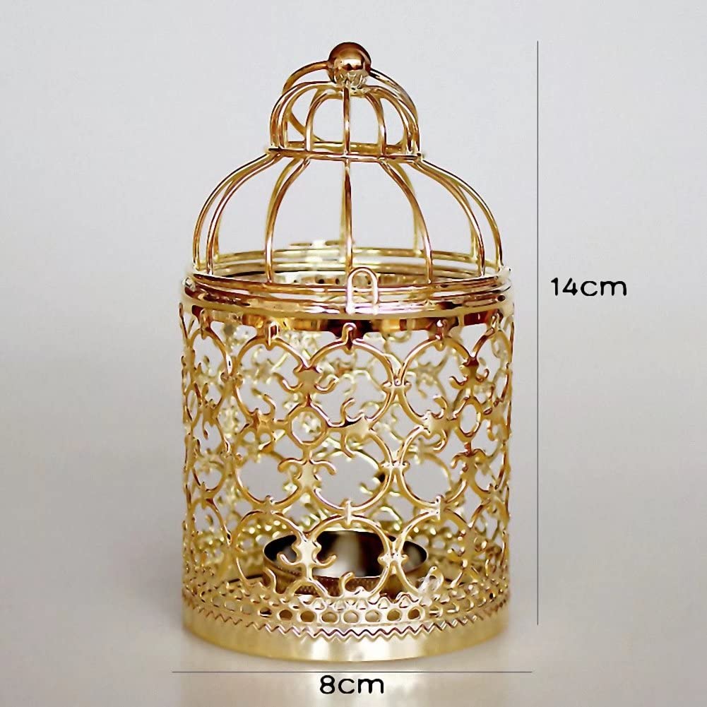 Metal Candle Holder Table Centerpiece Decorative Hollow Out Birdcage Iron Candlestick for Home Fireplace Wedding Holiday Decoration