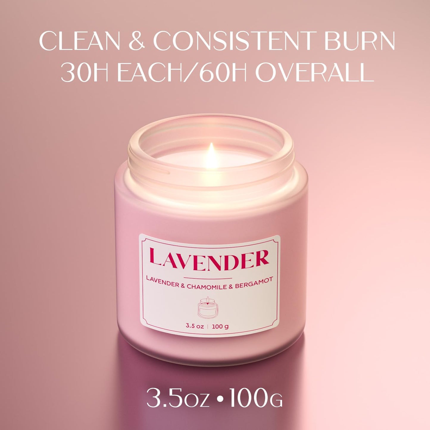 NORVENCE Scented Candles Gift Set, Stress Relief Candles for Home, Premium Soy Candle Set, Candles for Women and Men, Birthday Gifts (Pink, 7 oz)