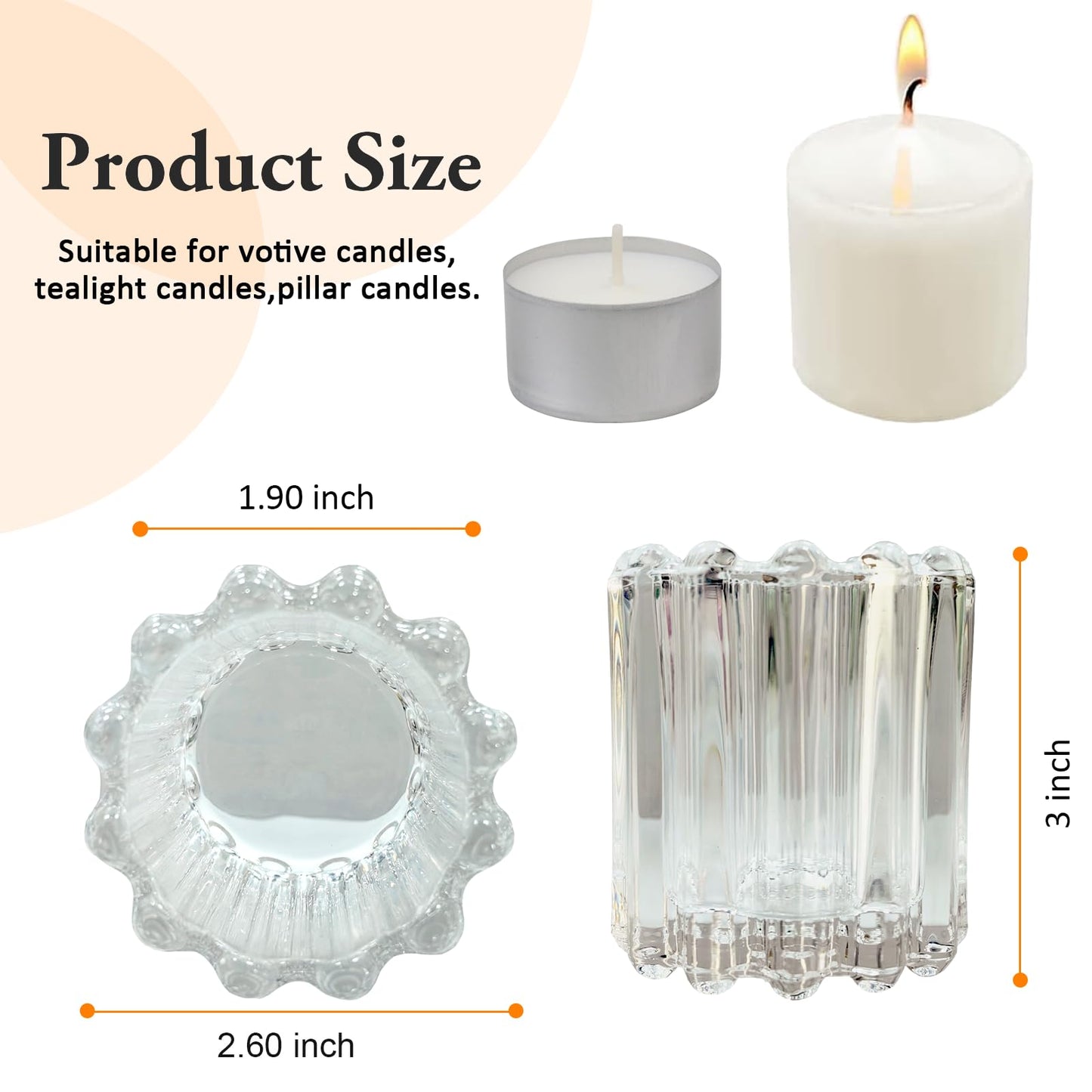 GOLDEAL 12Pcs Clear Glass Votive Candle Holders Tealight Holders Decorative, Tea Candle Holders Bulk,Candlestick for Wedding, Party,Dinner, Home Table Decor.