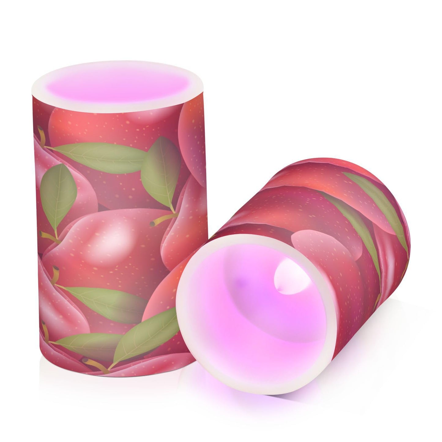 Eionryn Red Apples Leaves Flameless Candles Summer Autumn Fruits Battery Operated LED Candles with Remote Timer Electric Candles for Home Party Decor 2pcs