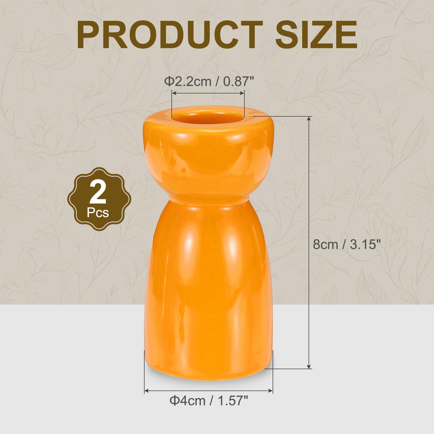 uxcell 2 Pack Candlestick Holder Bright Orange Ceramic Taper Candle Holder Candle Stand Holders Modern Style Decoration for Centerpiece Tabletops Anniversary