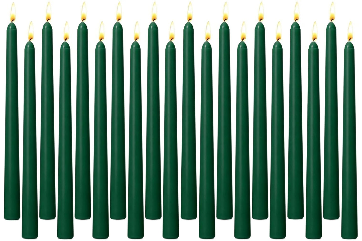 Hunter Green Taper Candles for Home Decoration, 20 Pack 10 Inch Unscented Dripless Candlesticks for Dinner Party Wedding