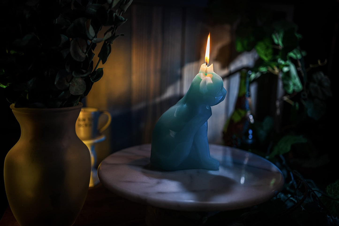 GUTE Cute Geometric Kitten Skeleton Candle 7" H - Unique Gift for Cat Lovers - Animal Candles, Cat Gifts, Kitten Candle, Cat Home Decor Gift - Burns for 9 Hours!