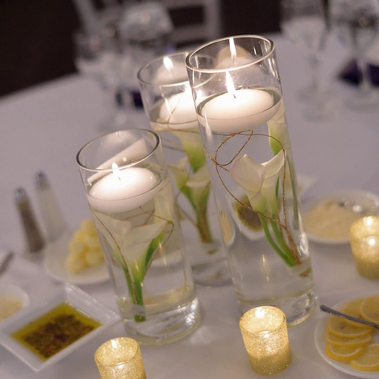 Glass Hurricane Candle Holder Esmiome - Cylinder Vases for Centerpieces 6 Sets (24Pcs) Hurricane Floating Candle Holder, Glass Vases for Flowers, Decorative for Home Wedding, 4''+6''+8'+10''(High)