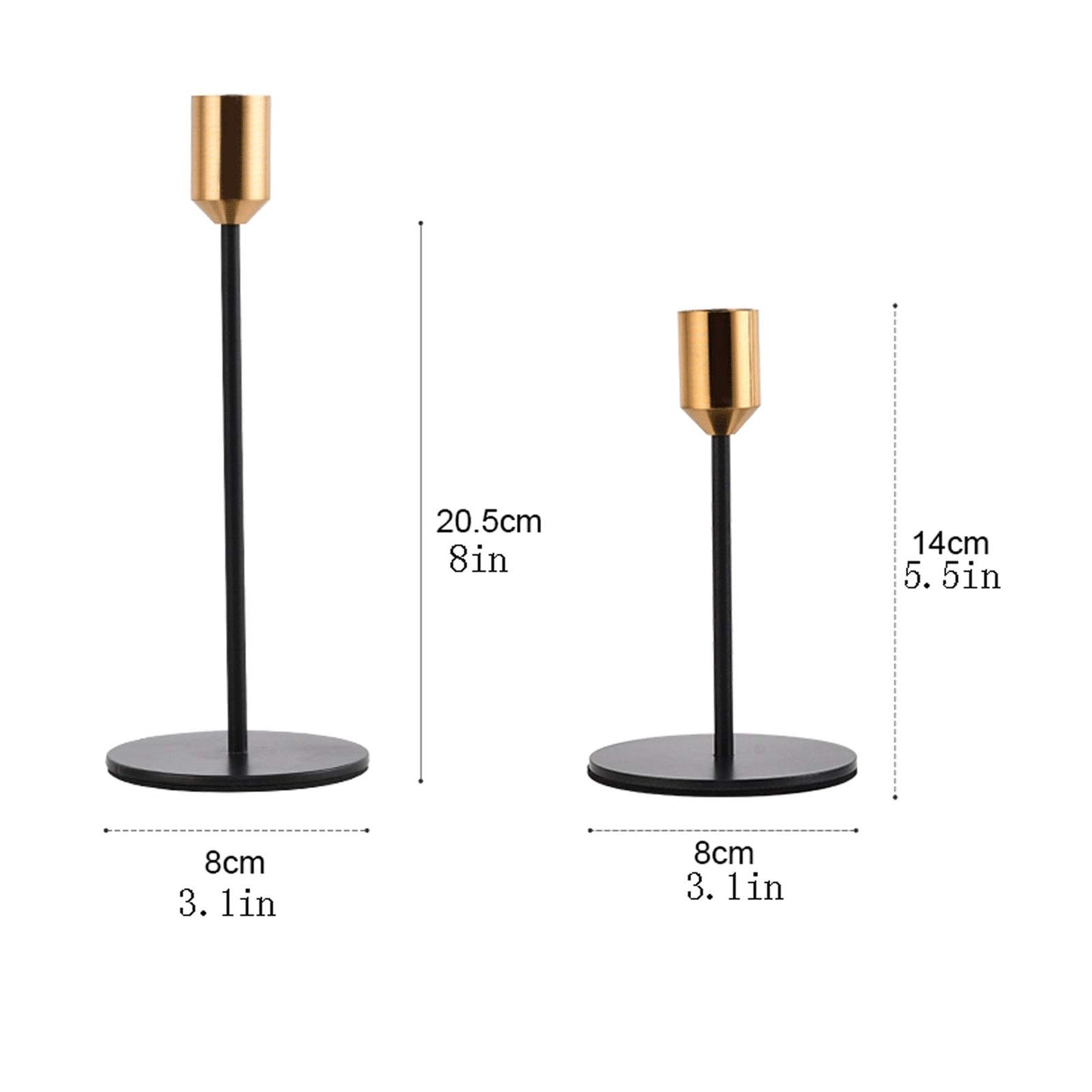 XILIN-1987 Candle Holderss Candlestick Holders Metal Candle Holder,Wrought Iron Taper Candle Holder, Set of 2 Premium Iron Candlestick Holders (Large + Small) Decorative Candlestick