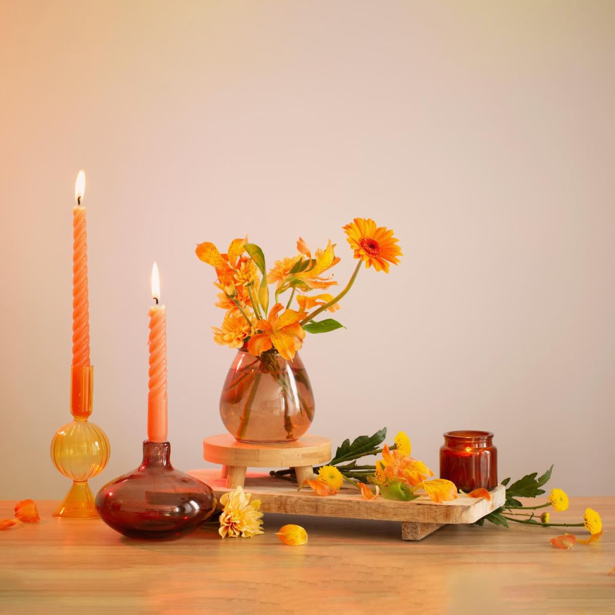 6 Pack 10 Inch Orange Spiral Taper Candles for Halloween and Fall Harvest, Unscented Dripless Twisted Candlesticks for Dinner Party Thanksgiving Sport Event and Citrus-Themed Decoration