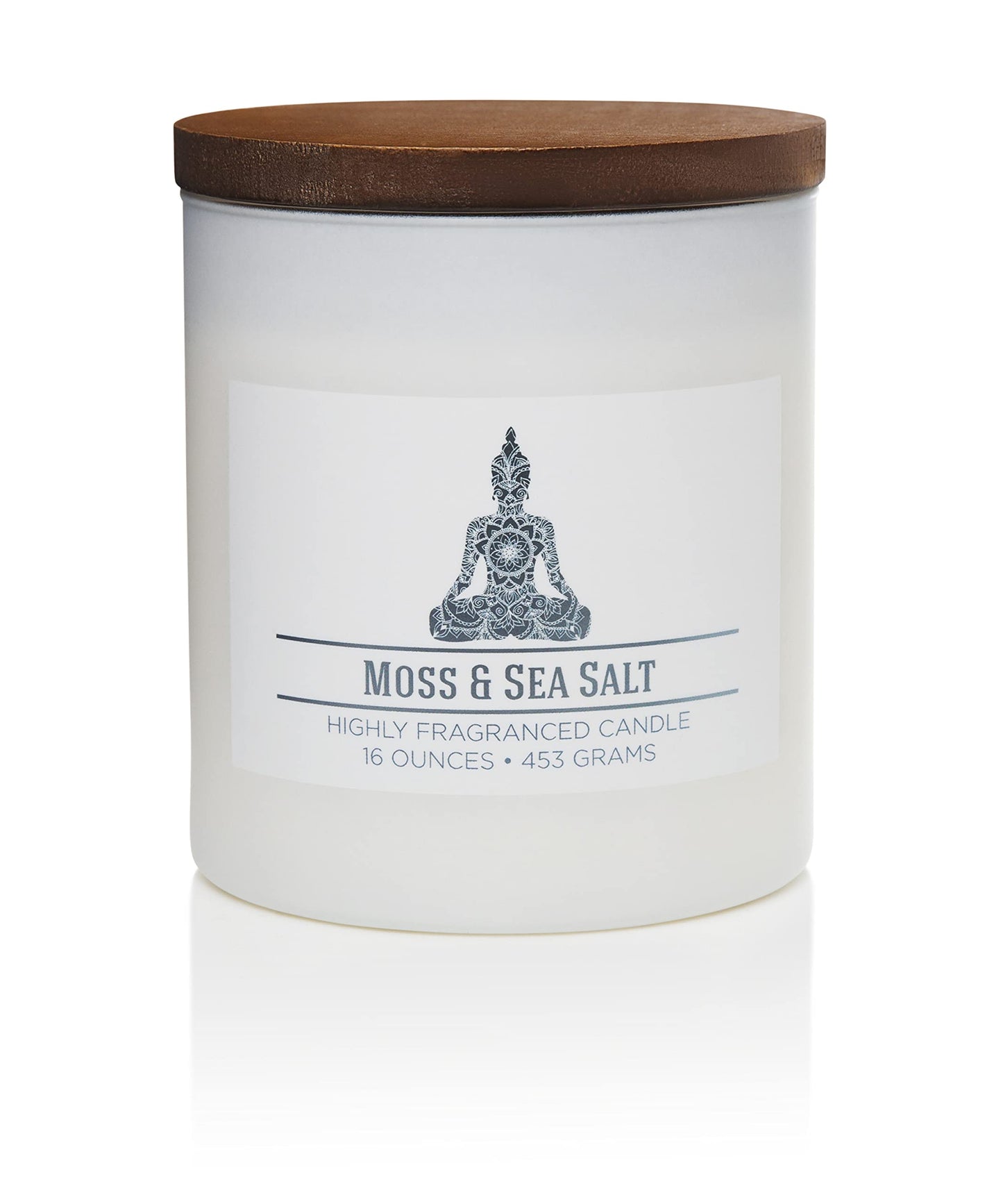 Carolina Moss & Sea Salt Scented Candle, 16 oz Wellness Relaxing Aromatherapy Candle, 2 Wick White Jar Soy Blend Wax, Candles for Home, 60H Burn - Made in The USA