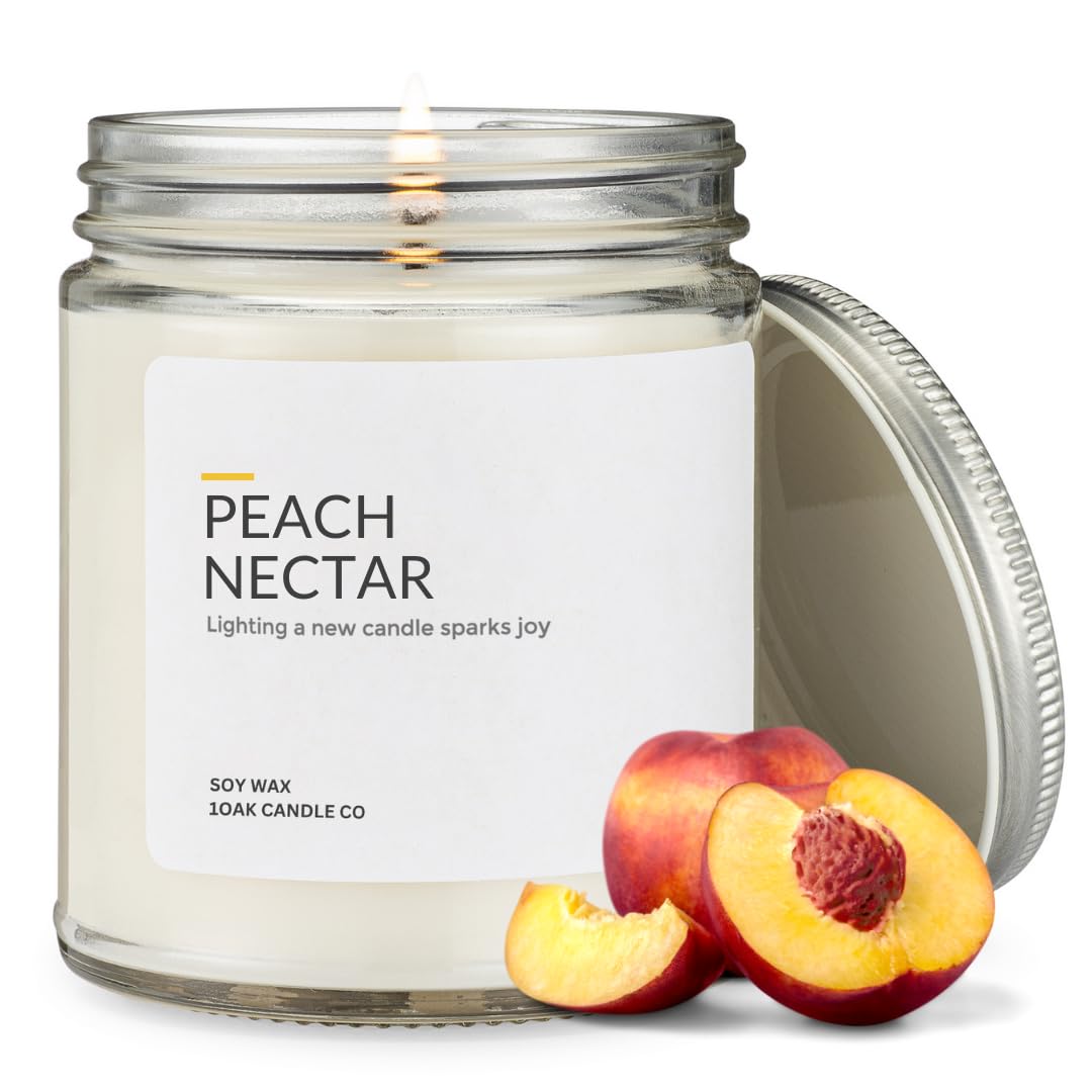 1OAK Peach Candle - Soy Wax Scented Candles (Peach Nectar) - Soy Candles for Home Scented - Long Burning Candle Premium - Hand-Poured (7oz.)