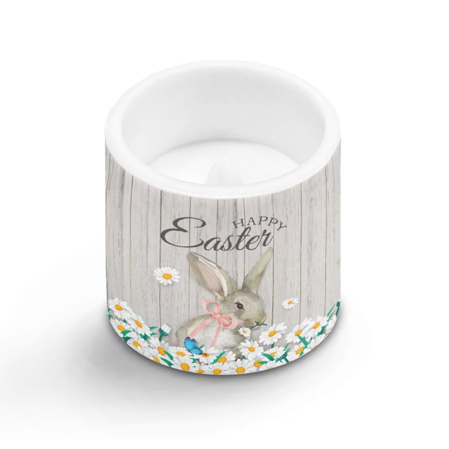 Merkmak Daisy Bunny Flameless Candles with Remote and Timer Battery Operated Flameless LED Pillar Candles for Indoor Outdoor Home Decoration Happy Easter Day Tealights