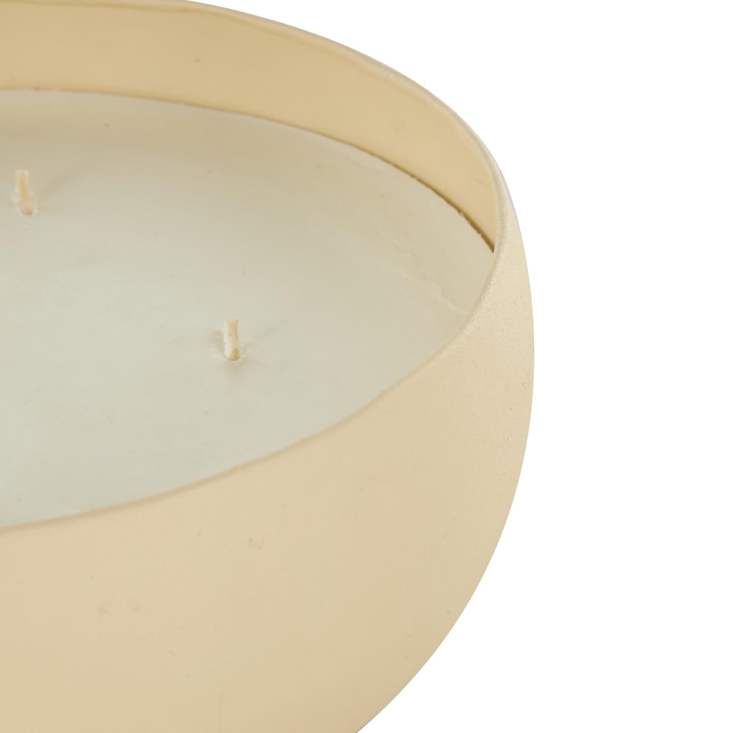 Deco 79 Metal Decorative Candle Eucalyptus Spa Scented Textured 63oz 5 Wick Aromatherapy Candle with White Wax, Wax Aromatherapy Candle 9" x 9" x 3", Beige