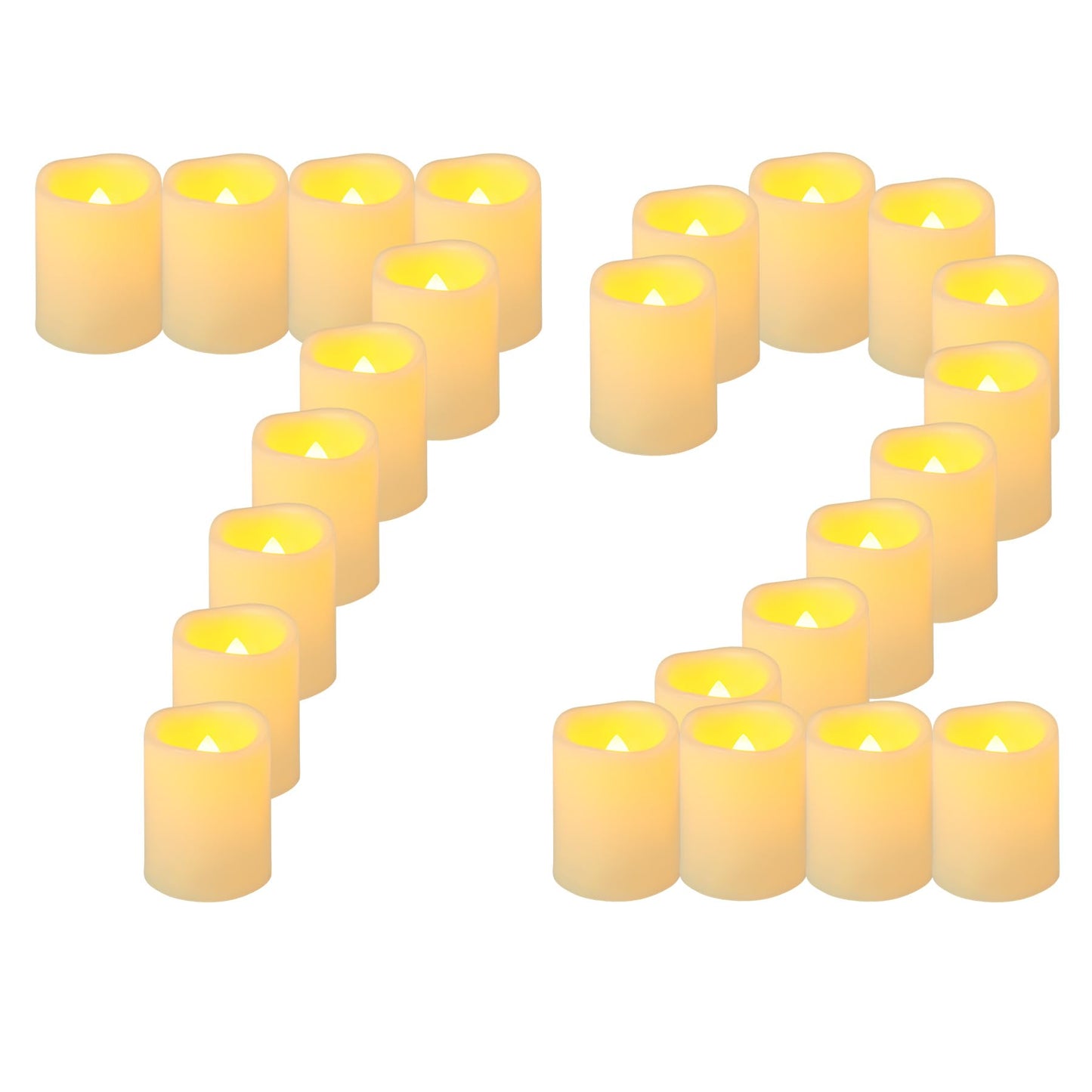 Yakpo 48 Pack 1.5" x 2" Battery Operated Votive Candles, Flameless LED Votive Tea Light Candles Flickering, Electric Powered Outdoor Flicker Candles Bulk for Holiday Wedding Halloween Home Decorations