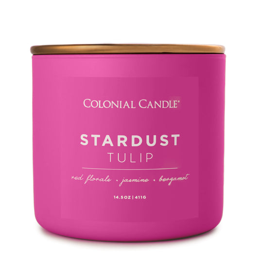 Colonial Candle Stardust Tulip Scented Jar Candle, Pop of Color Collection, 3 Wick, 14.5 oz - Up to 60 Hours Burn