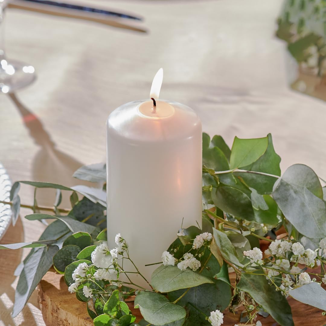 Becky Home 2.5x4 inch White Pillar Candles, White Candles, Set of 6 Pillar Candles Bulk 2.5x4, Emergency Candles, Wax, Unscented, Cone Tip Pillar