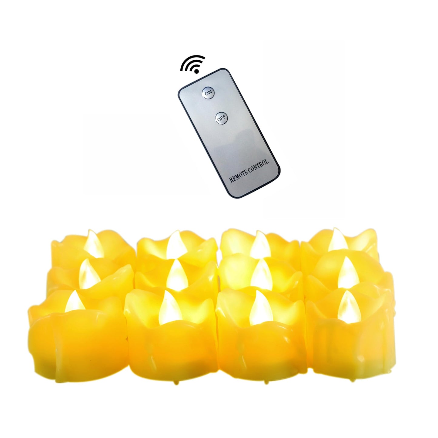 CANDLE CHOICE Battery Operated Flameless Tealight Votive Candles with Remote Realistic Flickering Electric LED Tea Lights for Halloween Christmas Wedding Party Decorations 12 Pack Batteries Included