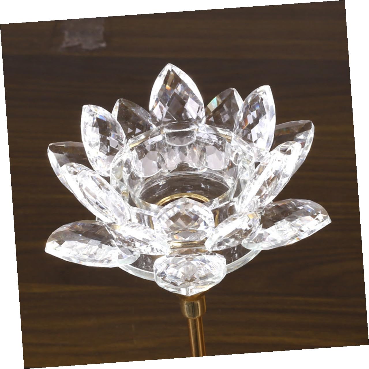 SOLUSTRE Crystal Lotus Candleholder Decorative Metal Candlestick Stand Small Gold Wedding Pillar Candle Holder Home Décor