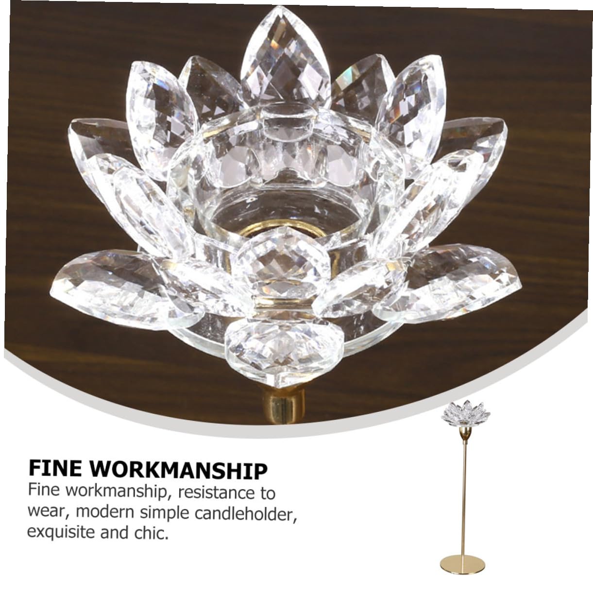GETAJGHSD Crystal Lotus Candlestick Holder, Small Metal Candle Stand Gold Finish, Decorative Romantic Candleholder for Dining Room and Wedding Décor