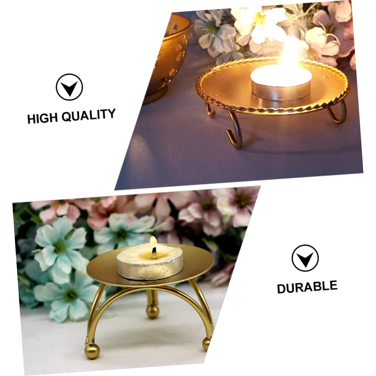 Holibanna 2pcs Geometric Iron Candle Holders for Home Decor Elegant Candle Stand Centerpiece for Weddings Parties and Dining Tables