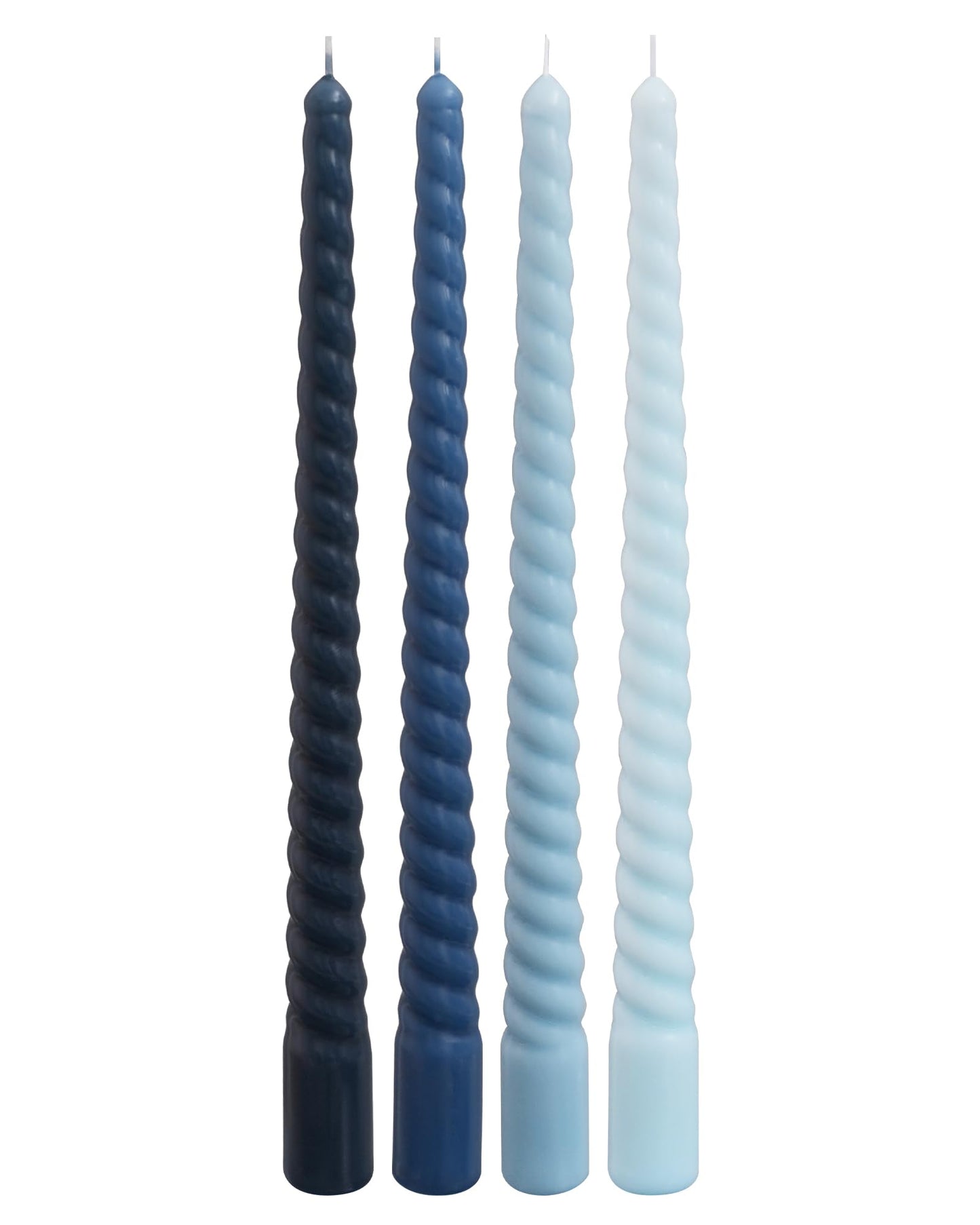 Viyffo 11 Inch Spiral Taper Candles, 4 Pack Blue Gradient, Unscented Tall Long Candlesticks for Wedding, Dinner, Holiday Table Decor, Fits Most Standard Holders