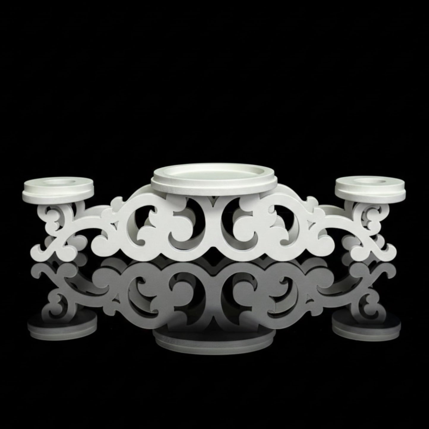 Magik Life Wooden Unity Candle Holder – Solid One-Piece Triple Candle Stand – Handcrafted from Natural Wood – Painted in Safe Premium White Finish – Fits 2 Taper (0.80”) & 1 Pillar Candle (3”)