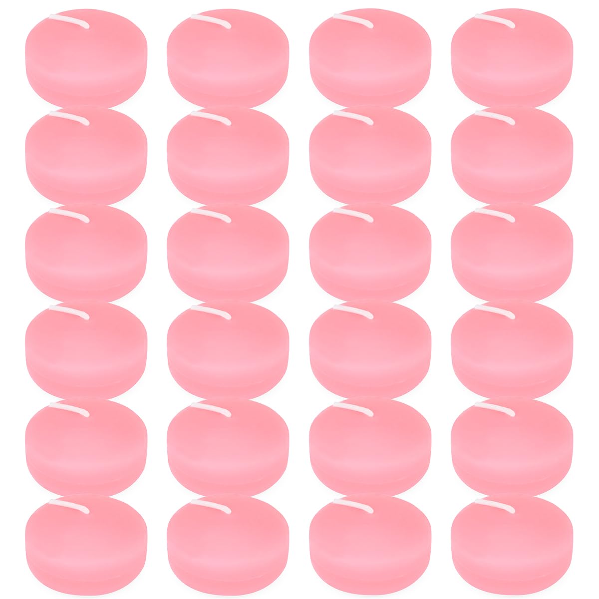 6 Hour 2 Inch Pink Floating Candles, Small Unscented Dripless Pool Water Wax Candles for Cylinder Vase, Centerpiece at Wedding, Party, Holiday, Valentine's Day, 24 Packs