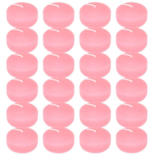 6 Hour 2 Inch Pink Floating Candles, Small Unscented Dripless Pool Water Wax Candles for Cylinder Vase, Centerpiece at Wedding, Party, Holiday, Valentine's Day, 24 Packs
