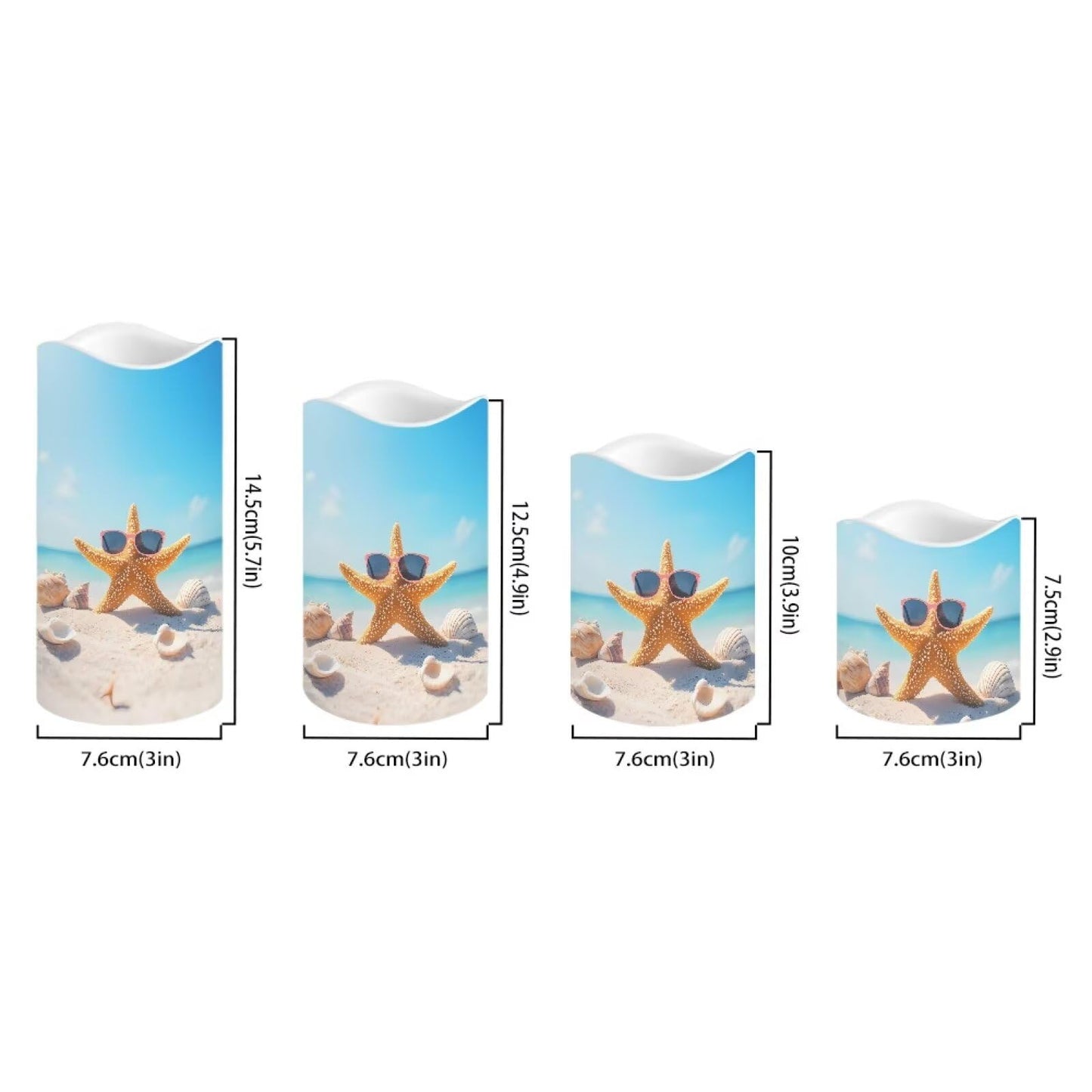 Cozeyat Ocean Turtle Flameless Candles Set of 4 Battery Powered LED Pillar Candles with Remote Timer Flickering for Indoor Outdoor Home Garden Beach