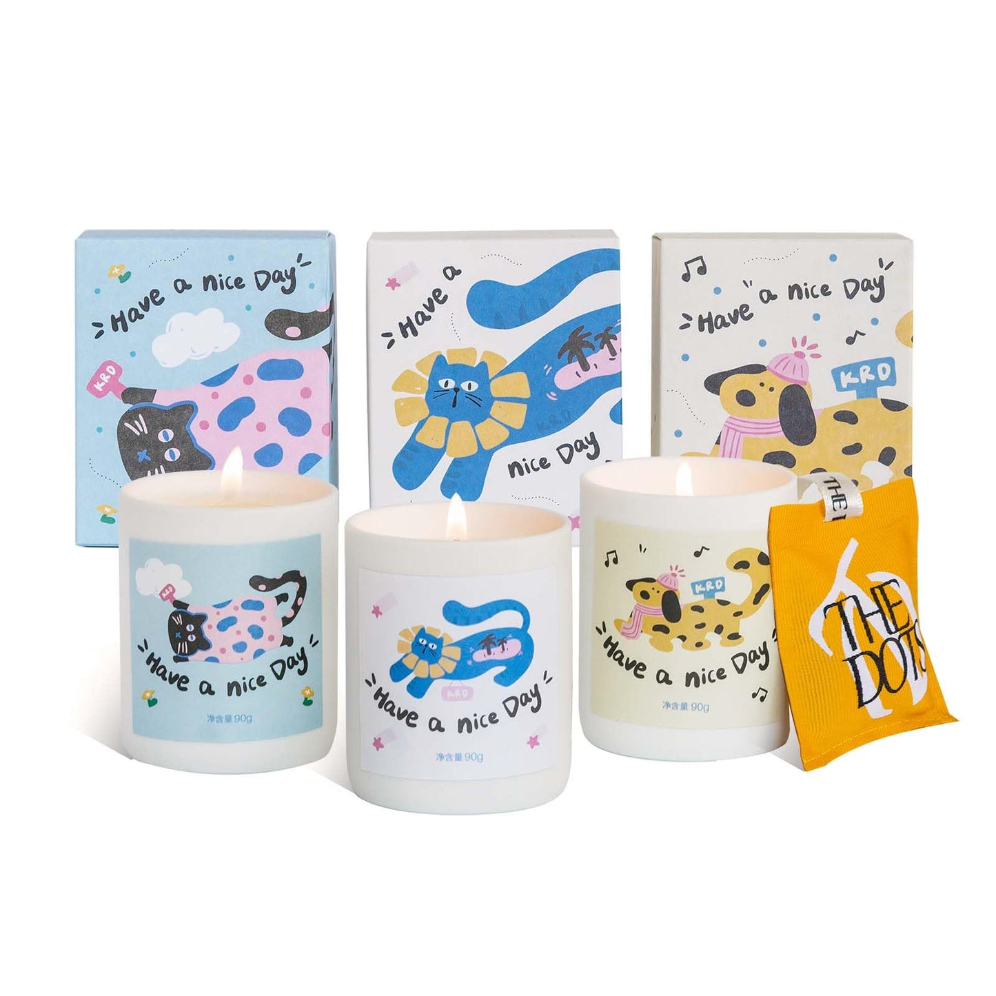 KRD Pet Lover Gifts for Women, 3 Pack Strong Scented Candles Set, 3x3.2oz 60H Burn, Fresh Pet Odor Eliminator for Home Bathroom