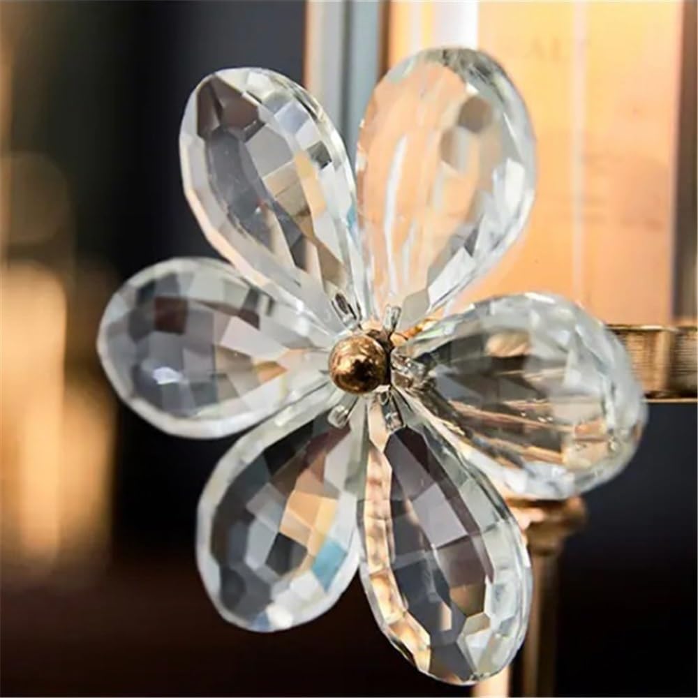 Candlestick Holders Light Luxury Crystal Petal Glass Candlestick Retro Table Decoration Ornaments Candle Holder Candle Holders(Clear,Small)