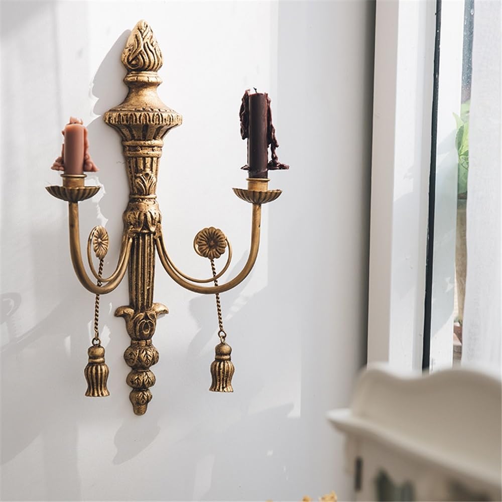YUHUAWF Candle Holderss Retro Wall Decoration Candlestick Home Living Room Light Luxury Old Iron Candle Holder Decorative Candlestick