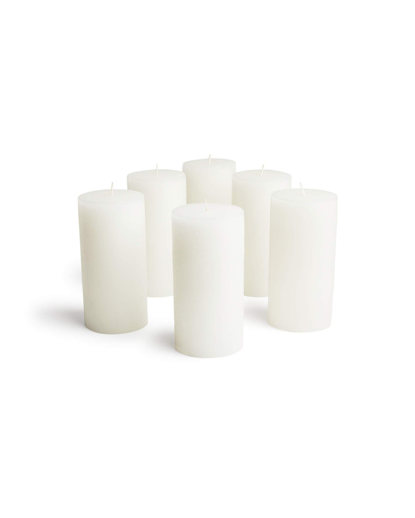 Mottled Pillar Candles by Bask - Set of 6-3" x 6" Dripless Unscented Candles in White for Home Decor, Relaxation & All Occasions