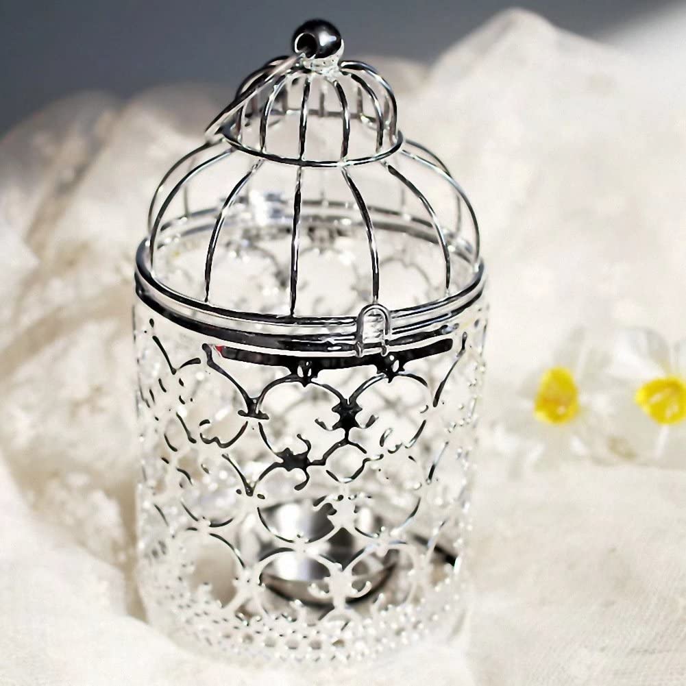 Metal Candle Holder Table Centerpiece Decorative Hollow Out Birdcage Iron Candlestick for Home Fireplace Wedding Holiday Decoration