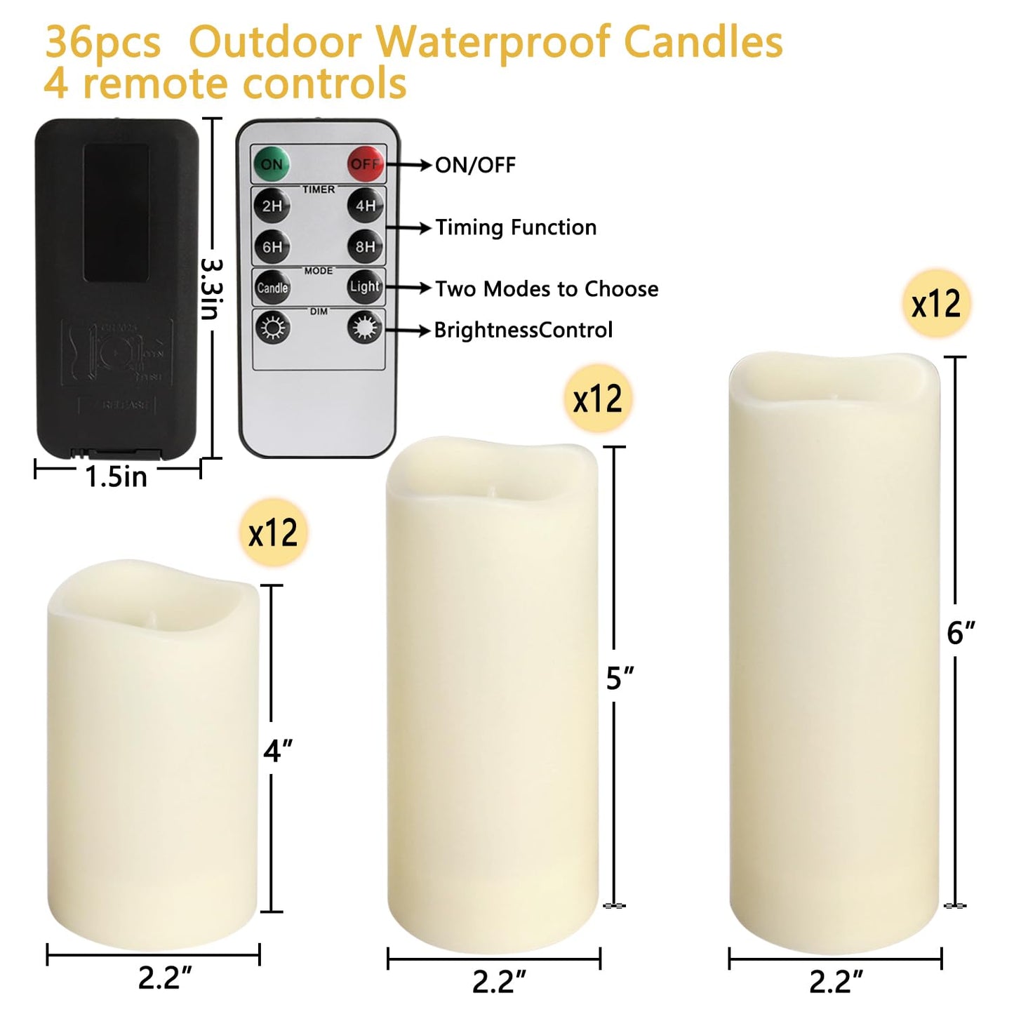 fclayvts 36-Pack LED Flameless Candles with Remote Control - Perfect for Home, Parties, and Special Occasions - Create a Magical Ambiance Effortlessly(Three Sizes)