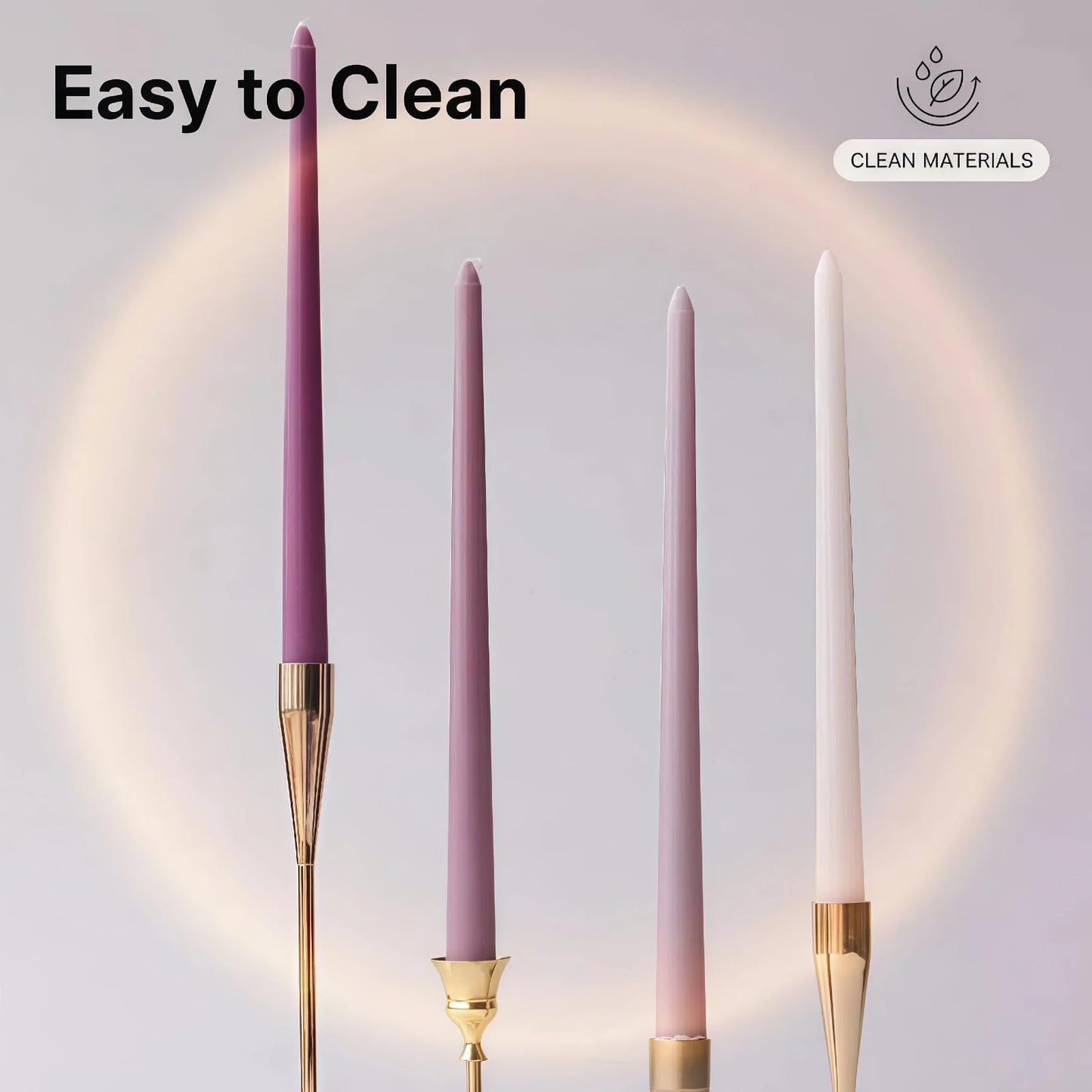LSXHASGLD 12 Inch Taper Candles, Set of 4, Unscented Smokeless Long Tapered Candle for Wedding Home Decor Christmas (Purple Series, 12in)