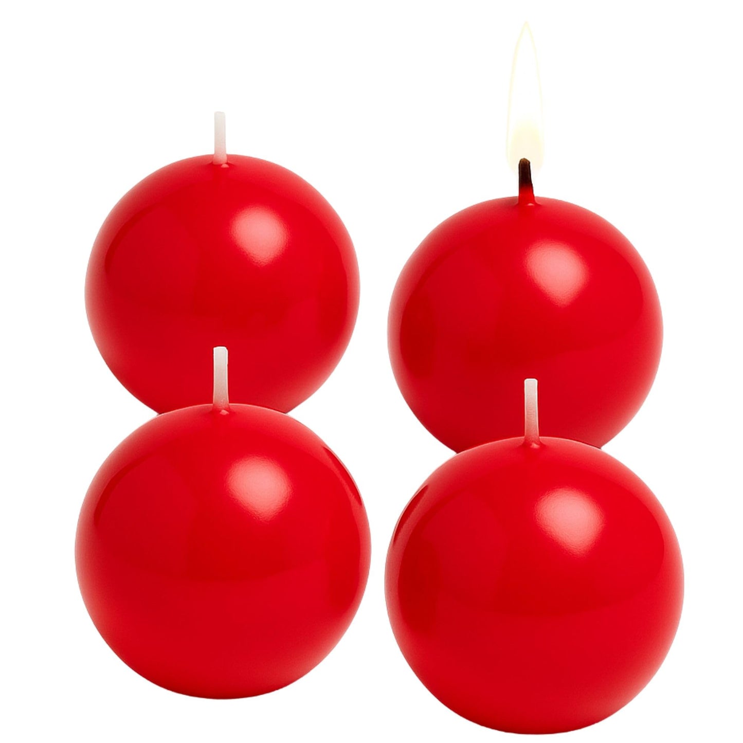Biedermann & Sons 8-Hour Long Burning Unscented Round Ball Candles, Red, 2.5 Inch - Set of 4